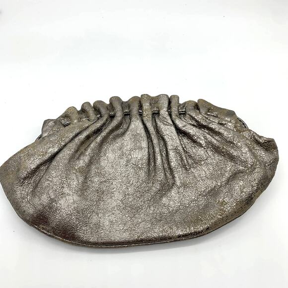 Banana Republic Clutch Faux Leather Womens Small Bag Silver Metallic Purse - Picture 1 of 7
